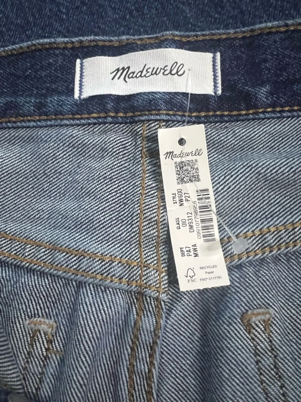 Madewell The Longline Straight Leg Jean High Rise Mckinney Wash NWT 27P